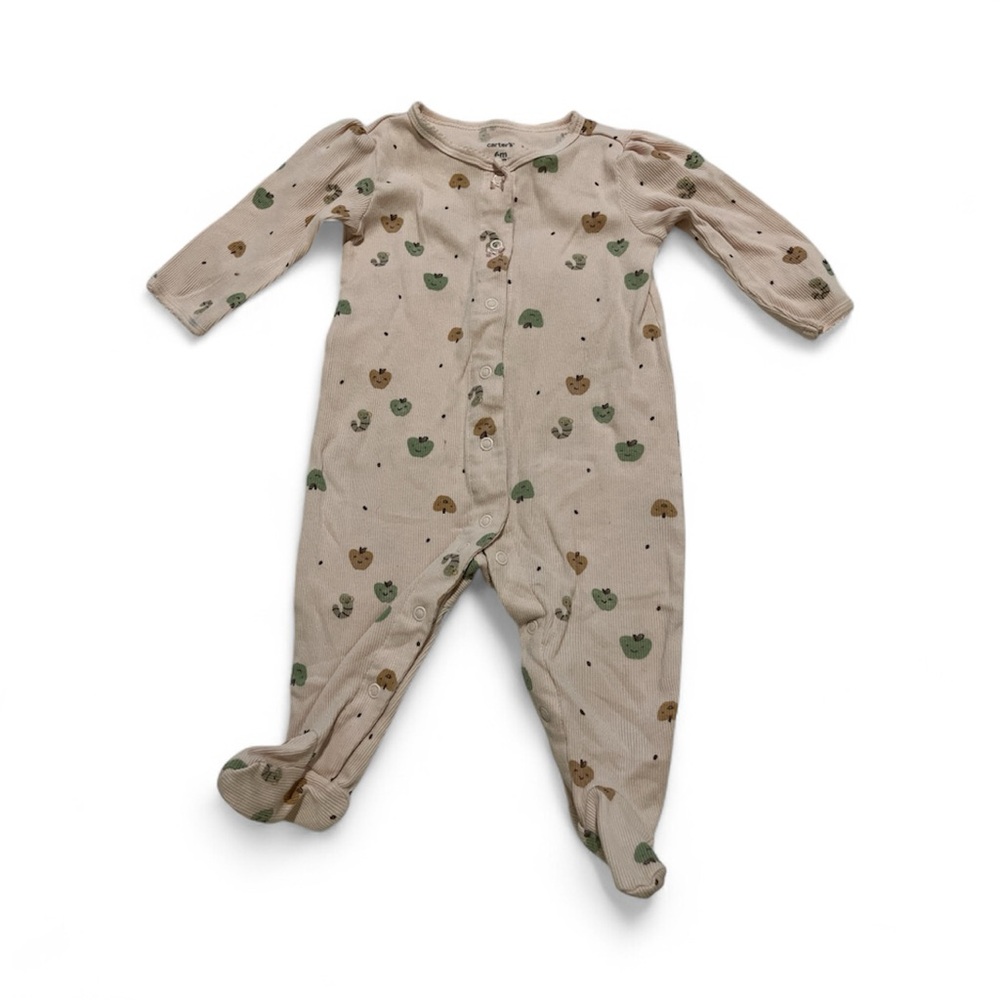 Carter's Cream Footie with Green and Brown Patterns